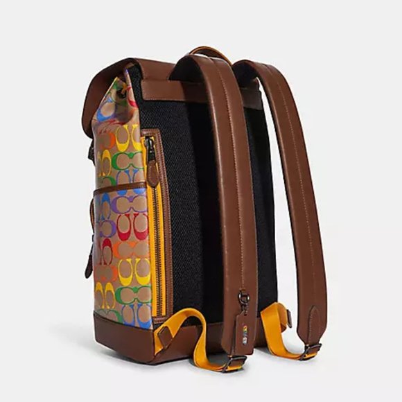Coach Track Backpack In Rainbow Signature Canvas - Picture 3 of 10